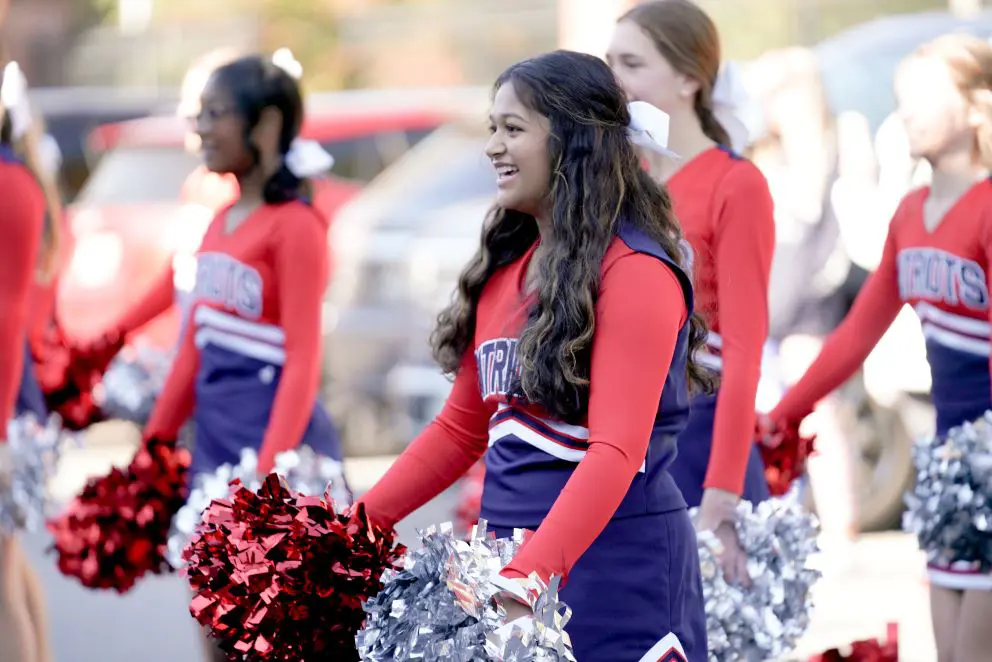 Young cheerleader mid-chant